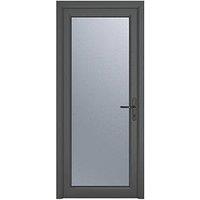 Crystal Fully Glazed 1-Obscure Light Left-Handed Anthracite Grey uPVC Back Door 2090mm x 920mm (654JM)