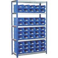 Barton Ecorax 5-Tier Metal Garage Shelving with Containers 1200mm x 450mm x 1760mm (65544)