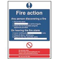 Essentials Non Photoluminescent "Fire Action Procedure" Sign 230mm x 132mm (655FG)