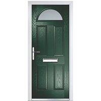 Crystal 4-Panel 1-Light Left or Right-Handed Dark Green Composite Front Door 2055mm x 920mm (655JM)