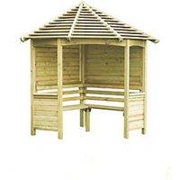 Forest Venetian 6' 6" x 5' (Nominal) Hexagonal Timber Arbour (6577F)