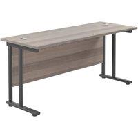 TC Group Aztec Twin Upright Rectangular Office Desk Grey Oak/Black 1800mm x 600mm (657TT)