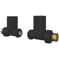 ETAL Swelt 15mm x 1/2" Matt Black Straight Designer Manual Radiator Valve Head & Body 2 Pack (657VV)