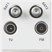 Knightsbridge Curved Edge Modular Coaxial TV / FM & Twin Satellite Socket White (657YA)