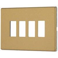 Contactum Lyric 4-Module Grid Faceplate Brushed Brass (658RP)