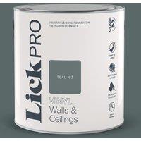 LickPro 2.5Ltr Teal 03 Vinyl Matt Emulsion Paint (659TM)