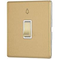 Contactum Lyric 10AX 1-Gang 1-Way Retractive Bell Switch Brushed Brass with White Inserts (660RR)
