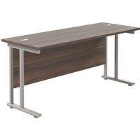 TC Group Aztec Twin Upright Rectangular Office Desk Dark Walnut/Silver 1800mm x 600mm (660TT)