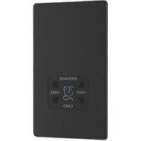LAP 2-Gang Dual Voltage Shaver Socket 115/240V Matt Black with Black Inserts (663PN)