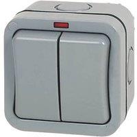 British General IP66 20A 2-Gang 2-Way Weatherproof Outdoor Switch with Neon (66499)