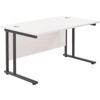 TC Group Aztec Twin Upright Rectangular Office Desk White/Black 1400mm x 800mm (664TT)