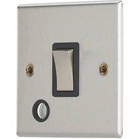 Contactum iConic 20A 1-Gang DP Control Switch & Flex Outlet Brushed Steel with Black Inserts (665RR)