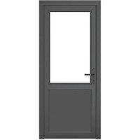 Crystal 1-Panel 1-Clear Light Left-Handed Anthracite Grey uPVC Back Door 2090mm x 840mm (667KF)