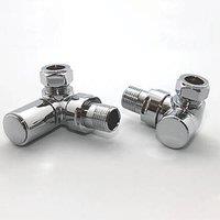 Towelrads 15mm x 1/2" Chrome Corner Designer Manual Radiator Valve & Lockshield 2 Pack (668RY)