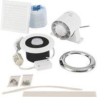 Xpelair Airline ALL100 4" Axial Inline Bathroom Shower Extractor Fan Kit With LED Light White/Chrome 220-240V (669FH)