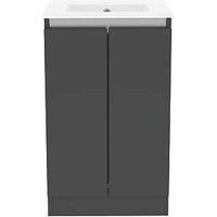 Newland Double Door Floor Standing Vanity Unit with Basin Matt Midnight Mist 500mm x 450mm x 840mm (669RN)