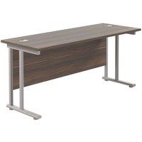 TC Group Aztec Twin Upright Rectangular Office Desk Dark Walnut/Silver 1600mm x 600mm (671TT)