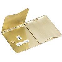 Knightsbridge FPR9UBBW 13A 2-Gang Unswitched Floor Socket Brushed Brass with White Inserts (672VF)