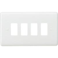 Knightsbridge Curved Edge 4-Module Grid Faceplate White (672YA)