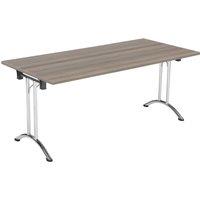 TC Group One Union Rectangular Folding Table Grey Oak/Chrome 1600mm x 700mm (673TT)