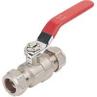 Essentials Compression Reduced Bore 15mm Lever Ball Valve with Red Handle (67744)