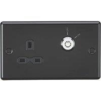 Knightsbridge 13A 1-Gang DP Switched Lockable Socket Matt Black with Black Inserts (681PX)