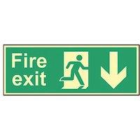 Essentials Photoluminescent "Fire Exit Man Down Arrow" Sign 150mm x 450mm (683FG)