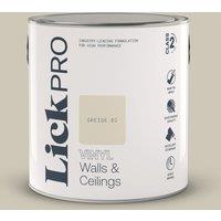 LickPro 2.5Ltr Greige 02 Vinyl Matt Emulsion Paint (684TM)