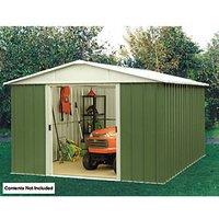 Yardmaster 9' 6" x 12' 6" (Nominal) Apex Metal Shed Green (68524)