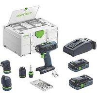 Festool T 18+3 HPC 4.0 I-Set 18V 2 x 4.0Ah Li-Ion Airstream Li-High Power Brushless Cordless Drill Driver (685HM)