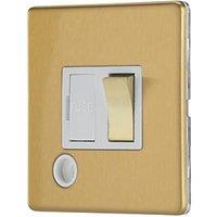 Contactum Lyric 13A Switched Fused Spur & Flex Outlet Brushed Brass with White Inserts (685RR)