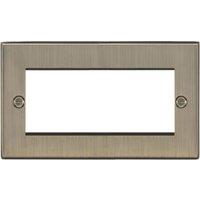 Knightsbridge Raised Square 4-Module Modular Faceplate Antique Brass (685YA)