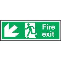 Essentials Non Photoluminescent "Fire Exit" Down Left Arrow Signs 150mm x 450mm 50 Pack (68606)