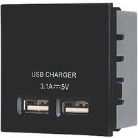 LAP Modular 3.1A 15.5W 2-Outlet Type A USB Socket Black (686CC)