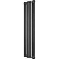 Ximax Fortuna 1800mm x 526mm 3795BTU Black / Silver Vertical Designer Radiator (686GL)