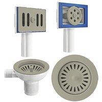 ETAL Sink Strainer Waste with Overflow Brushed Steel 90mm (687JL)