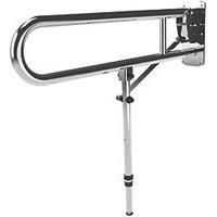 Nymas NymaCARE Doc M Hinged Support Rail with Leg Polished Stainless Steel 800mm x 860mm x 32mm (687JM)