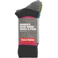 Hard Yakka Womens Work Socks Multicoloured 3-7 3 Pairs (687XC)