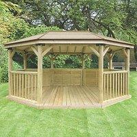 Forest POG51MTTIN 17' x 12' 6" (Nominal) Hip Timber Gazebo with Assembly (688JG)