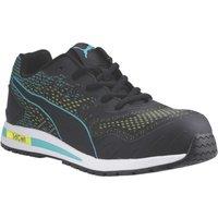 Puma Vivid Green Heart Low Size 5 Black/Blue Safety Trainers (688VW)