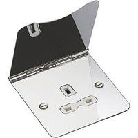 Knightsbridge FPR7UPCW 13A 1-Gang Unswitched Floor Socket Polished Chrome with White Inserts (689VF)