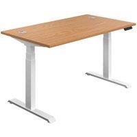 TC Group Economy Back To Back Powered Rectangular Sit Stand Desk Nova Oak/White 1200mm x 0.62-1.28m (690TT)