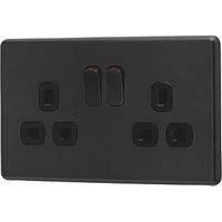 Arlec 13A 2-Gang SP Switched Socket Charcoal with Black Inserts (691RU)