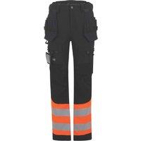 Regatta Hi Vis XPro Stretch Holster Trouser Black/Orange 30" W 32" L (691YA)