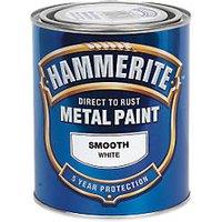 Hammerite 750ml White Smooth Anti Corrosive Metal Paint (69444)