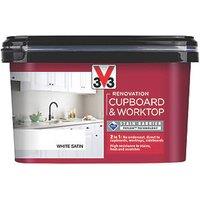 V33 2Ltr White Satin Kitchen Cupboard Paint (696FW)