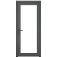 Crystal Fully Glazed 1-Clear Light Right-Handed Anthracite Grey uPVC Back Door 2090mm x 920mm (696KF)