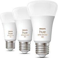 Philips Hue E27 A60 RGB & White LED Smart Light Bulb 6.5W 806lm 3 Pack (697JA)