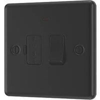 LAP 13A Switched Fused Spur with LED Matt Black with Black Inserts (697PN)