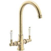 Streame by Abode Keswick Swan Neck DualLever Mono Mixer Brushed Brass (699JM)